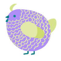 A lilac and lemon chicken with a lace pattern