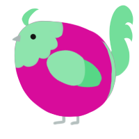 A fuchsia and spring chicken with a head pattern