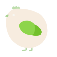 A cream and grass chicken