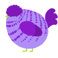 A lilac and violet chicken with a bar pattern