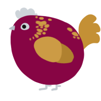 A maroon and gold chicken with a neck-speckle pattern