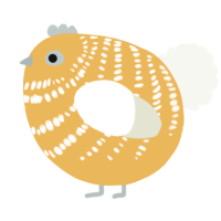 A honey and white chicken with a bar pattern