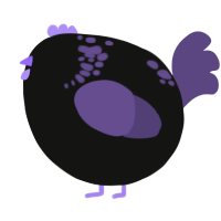 A black and overcast chicken with a neck-speckle pattern