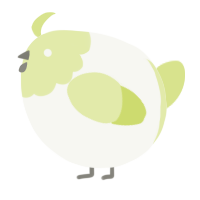A white and lemon chicken with a head pattern