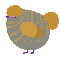 A ash and gold chicken with a bar pattern