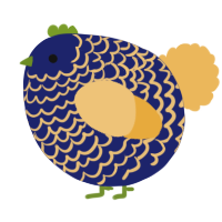 A navy and honey chicken with a lace pattern