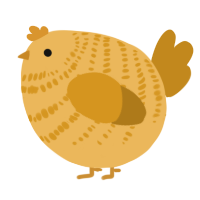 A honey and ochre chicken with a bar pattern