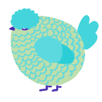 A gluppy and aqua chicken with a lace pattern