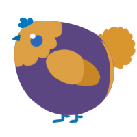 A overcast and orange chicken with a head pattern