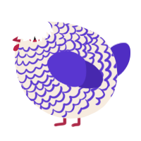 A cream and indigo chicken with a lace pattern