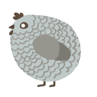 A silver and ash chicken with a lace pattern