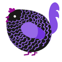 A sable and blurple chicken with a lace pattern