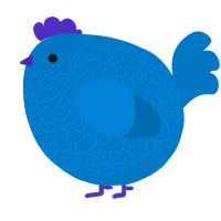 A sapphire chicken with a double-lace pattern