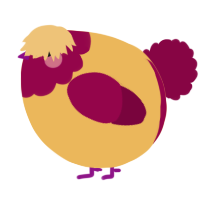 A honey and maroon chicken with a head pattern