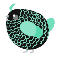 A black and mint chicken with a lace pattern