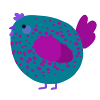 A sea and plum chicken with a speckle pattern
