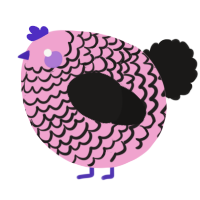 A pink and sable chicken with a lace pattern