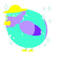 A mint and lilac chicken with a head pattern