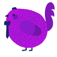 A amethyst and violet chicken with a lace pattern