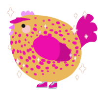 A honey and fuchsia chicken with a speckle pattern