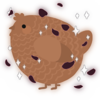 A brown chicken with a lace pattern