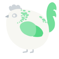 A white and spring chicken with a neck-speckle pattern