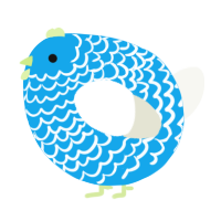 A sky and white chicken with a lace pattern