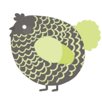 A grey and lemon chicken with a lace pattern