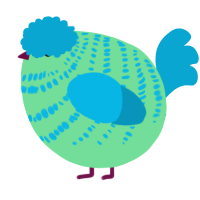 A spring and cerulean chicken with a bar pattern