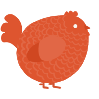 A vermilion chicken with a lace pattern