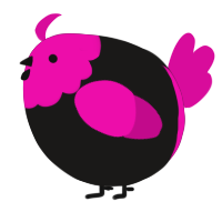 A sable and fuchsia chicken with a head pattern