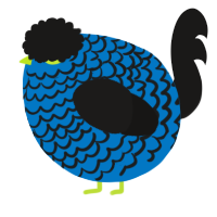 A sapphire and sable chicken with a lace pattern