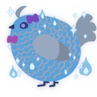 A sky and ash chicken with a lace pattern