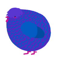 A indigo and ultramarine chicken with a lace pattern