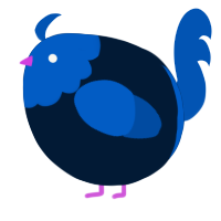 A tumblr and ultramarine chicken with a head pattern