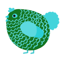 A leaf and aqua chicken with a lace pattern