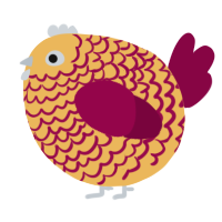 A honey and maroon chicken with a lace pattern