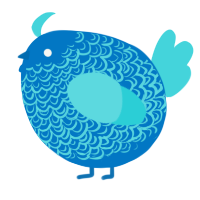 A sapphire and aqua chicken with a double-lace pattern