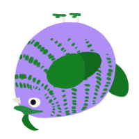 A lilac and leaf chicken with a bar pattern