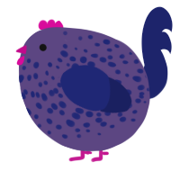 A overcast and navy chicken with a speckle pattern