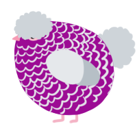 A plum and mist chicken with a lace pattern