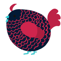 A tumblr and crimson chicken with a lace pattern