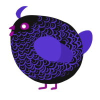 A black and indigo chicken with a double-lace pattern
