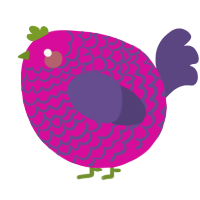 A fuchsia and overcast chicken with a lace pattern