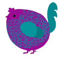 A plum and teal chicken with a double-lace pattern