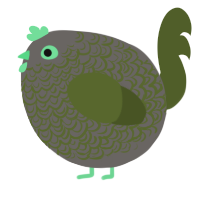 A grey and olive chicken with a double-lace pattern