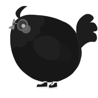 A black and sable chicken with a head pattern