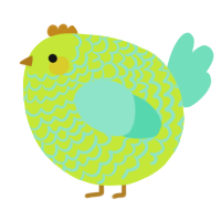 A lime and mint chicken with a lace pattern