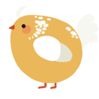 A honey and white chicken with a neck-speckle pattern