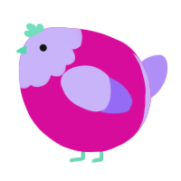 A fuchsia and lilac chicken with a head pattern
